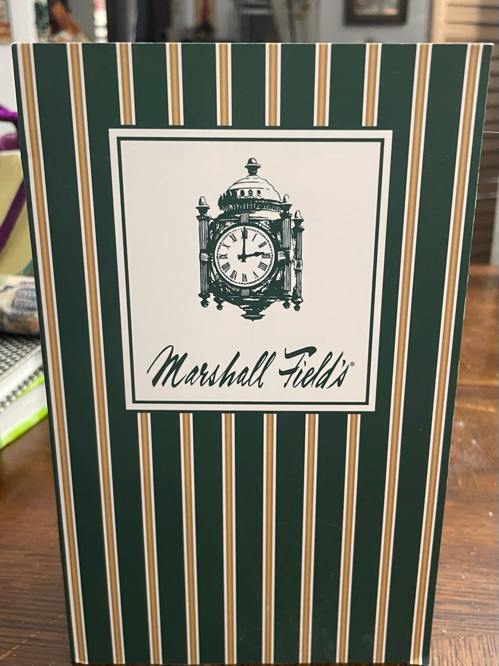 Marshall Field's Green and Gold Striped Hardcover Journal